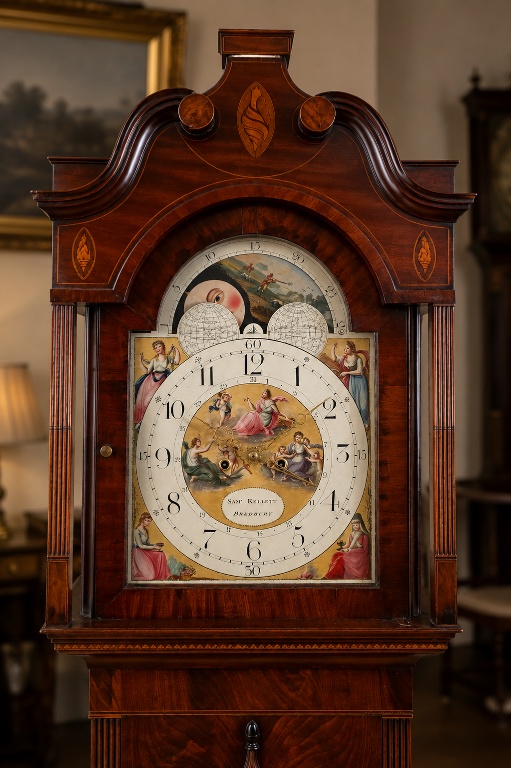 regency-mahogany-longcase-clock-by-samuel-kellet-of-bredbury Hood detail