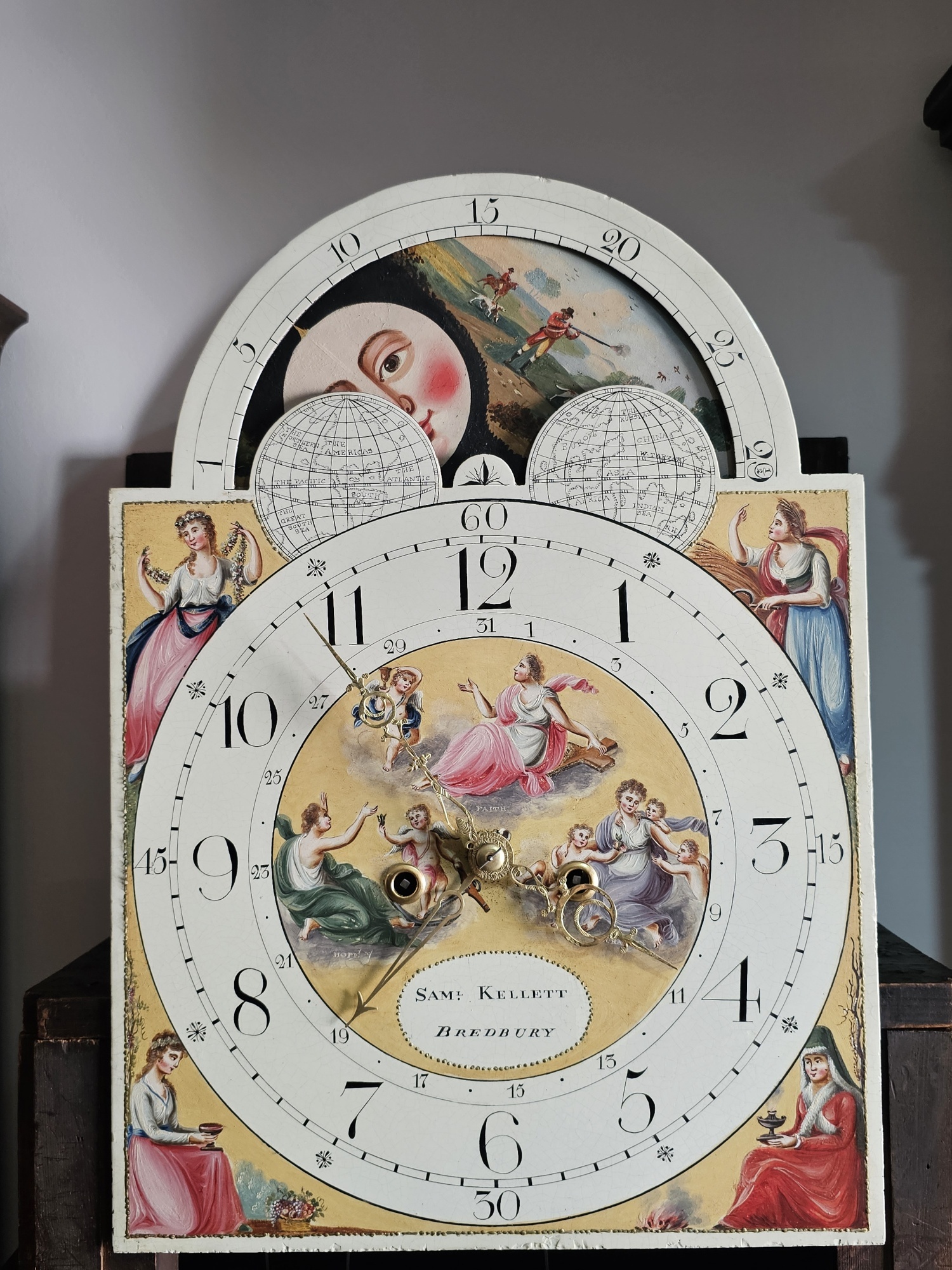 regency-mahogany-longcase-clock-by-samuel-kellet-of-bredbury dial detail